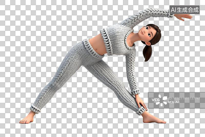【AI数字艺术】女性穿着针织服做瑜伽图片素材