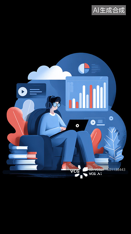 【AI数字艺术】人物使用笔记本电脑分析数据图片素材