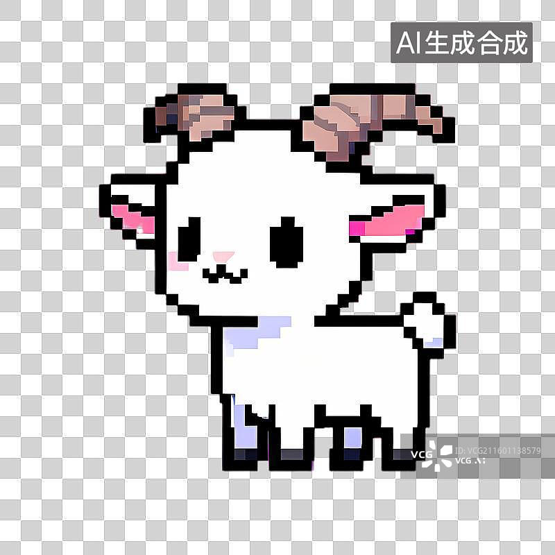 【AI数字艺术】可爱像素艺术风格小山羊图片素材