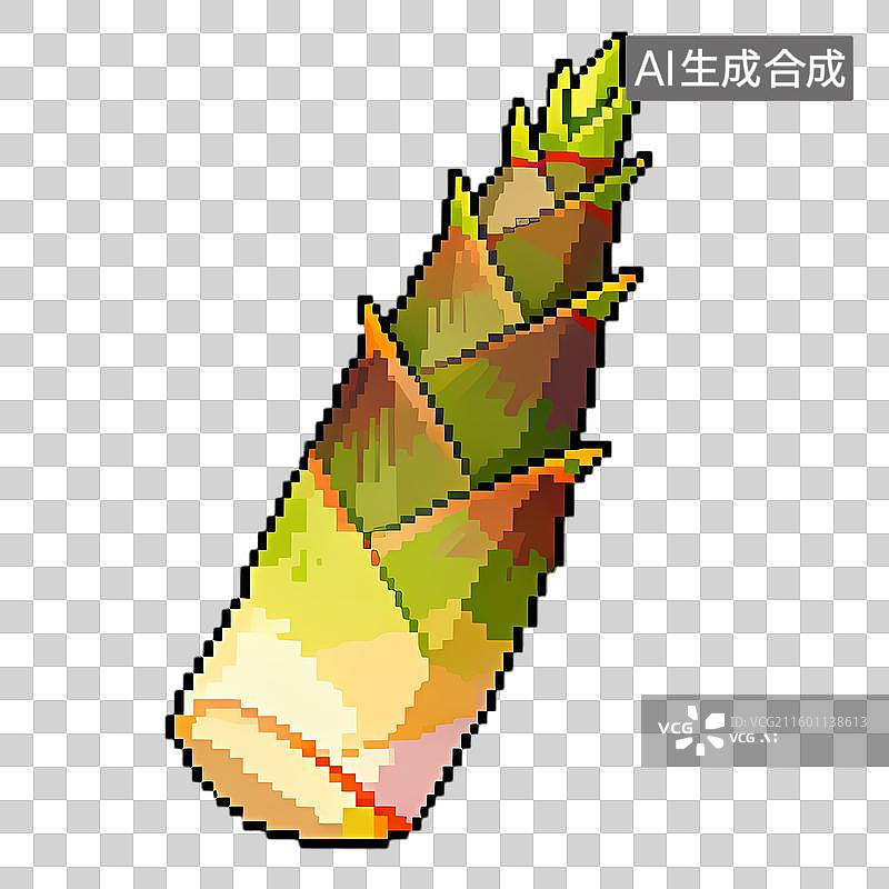 【AI数字艺术】像素艺术风格的新鲜竹笋图像图片素材
