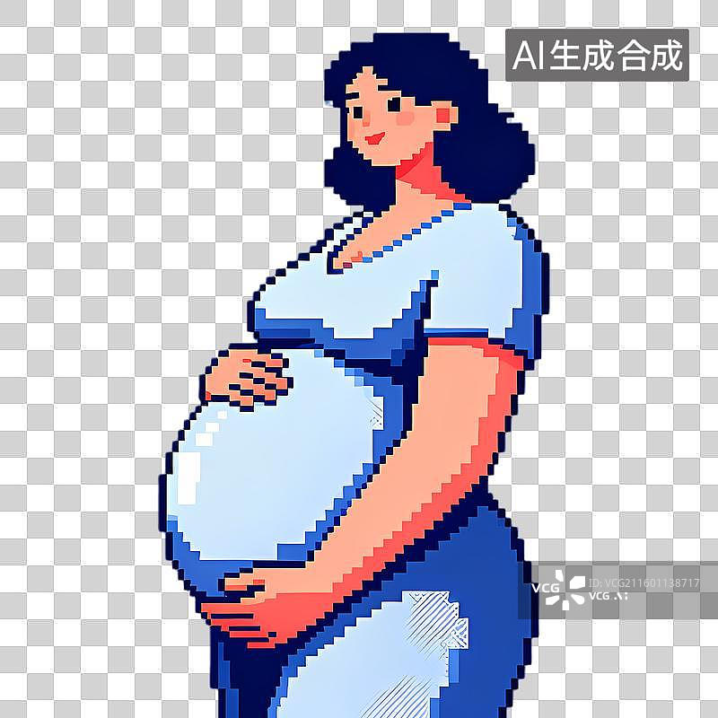 【AI数字艺术】像素风格的怀孕女性形象图片素材
