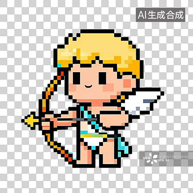 【AI数字艺术】像素艺术丘比特角色形象图片素材
