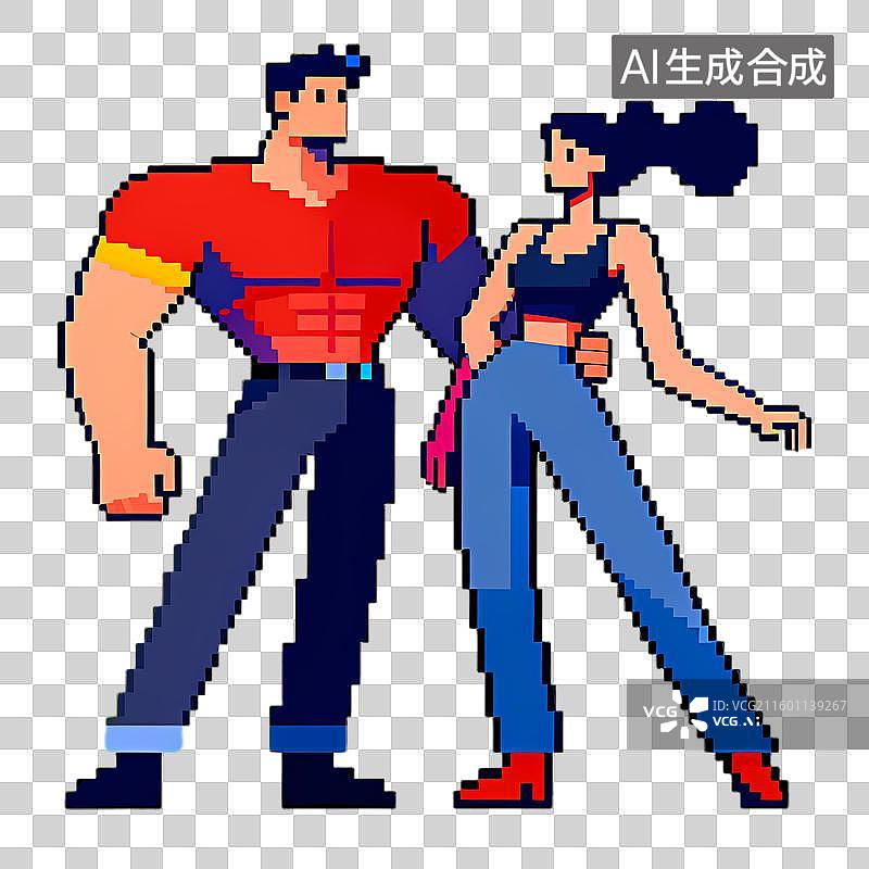 【AI数字艺术】像素艺术风格的男女形象图片素材
