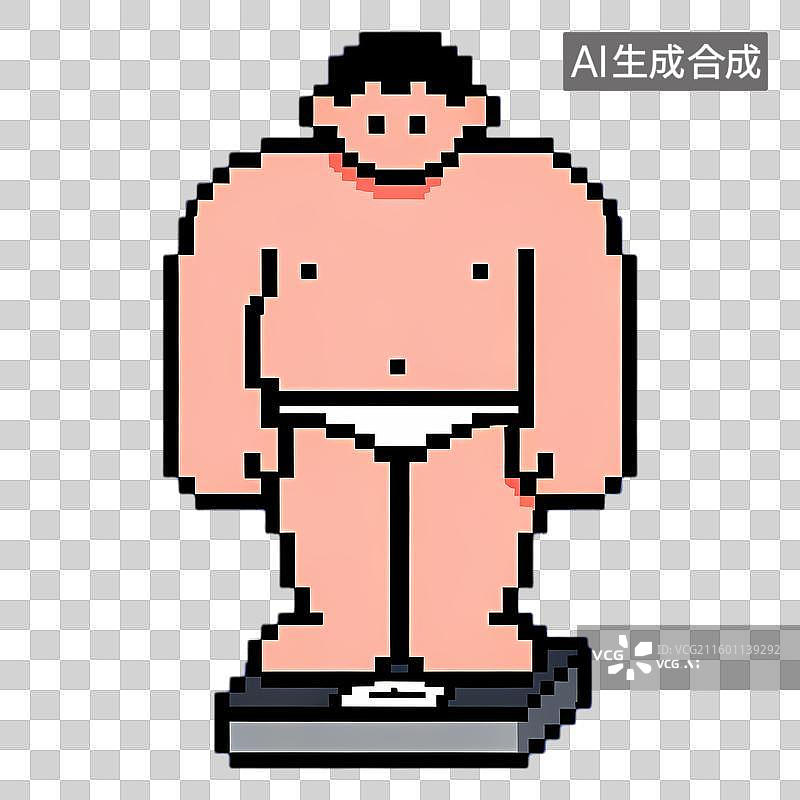 【AI数字艺术】像素艺术风格人物站在秤上图片素材