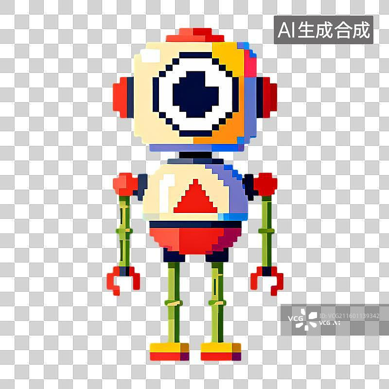 【AI数字艺术】像素艺术多彩机器人图片素材