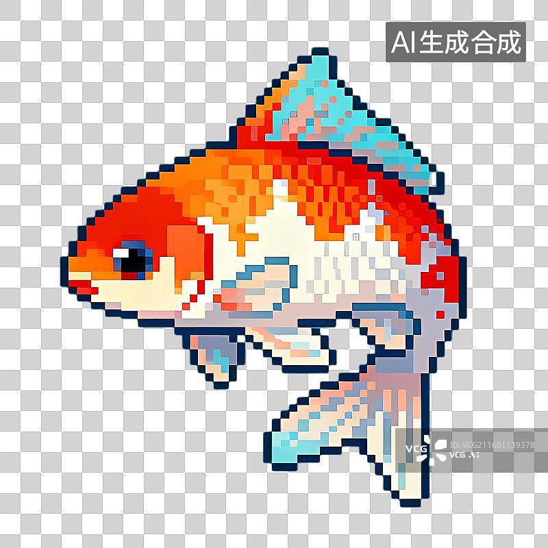 【AI数字艺术】像素艺术彩色金鱼形象图片素材