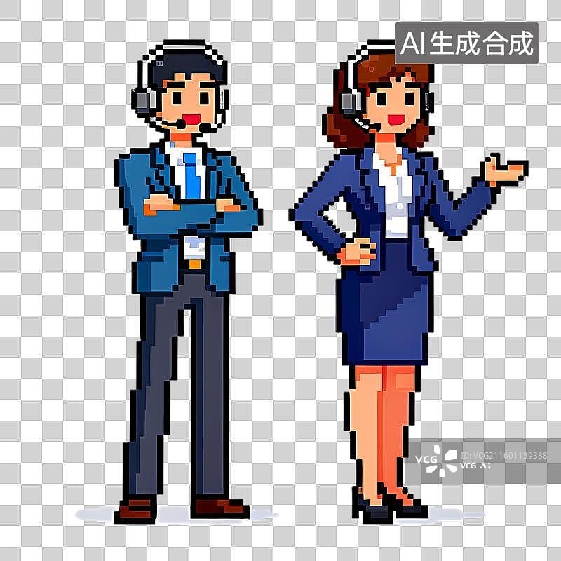 【AI数字艺术】像素艺术中的客服人员形象图片素材