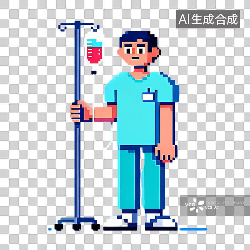 【AI数字艺术】像素艺术风格男护士形象图片素材