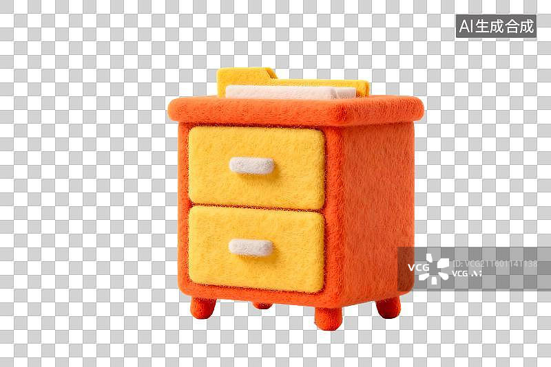 【AI数字艺术】毛毡风格可爱办公室元素建模图片素材