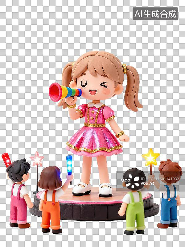 【AI数字艺术】有魅力自信热情ENFJ主人公拿着喇叭演讲环绕崇拜者MBTI人格角色人物透明元素插画个性特点图片素材