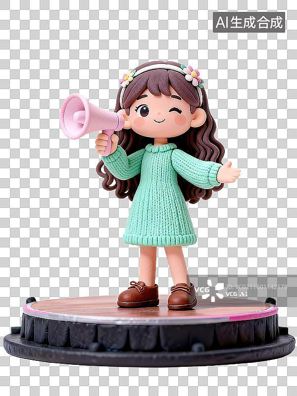 【AI数字艺术】有魅力自信热情ENFJ主人公拿着喇叭激情快乐的演讲MBTI人格角色人物透明元素插画个性特点图片素材