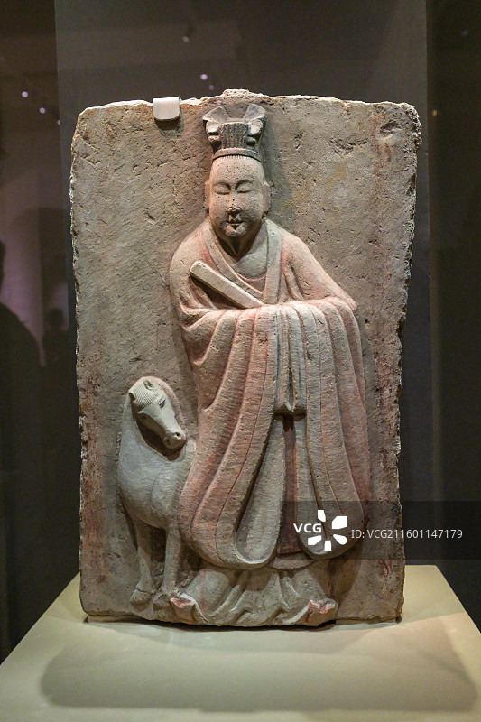 彩绘生肖浮雕-马 五代 曲阳县灵山镇西燕川村王处直墓出土 中国国家博物馆“河北曲阳石雕艺术展”图片素材