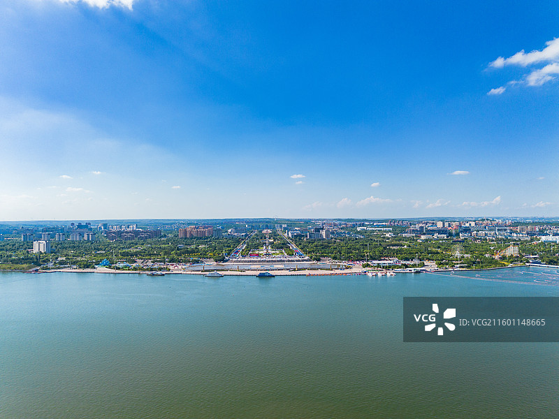 内蒙古鄂尔多斯康巴什城市风光航拍图片素材