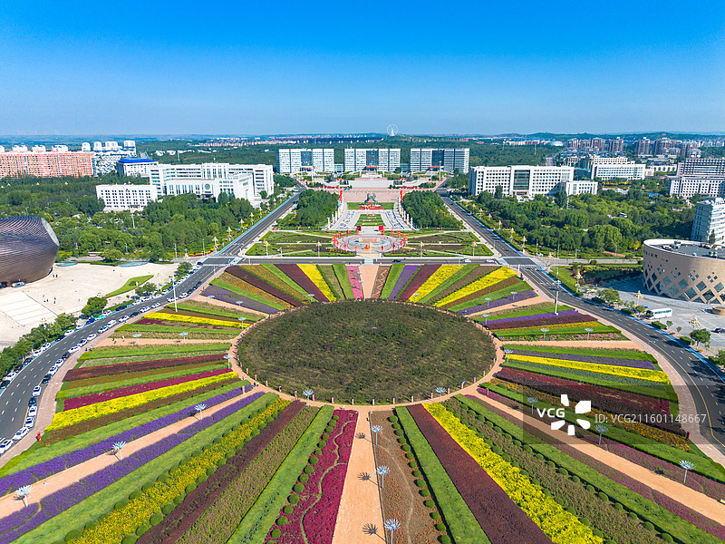内蒙古鄂尔多斯康巴什城市风光航拍图片素材