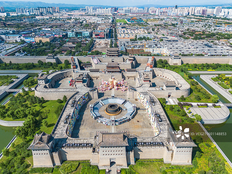 山西大同古城风光航拍图片素材