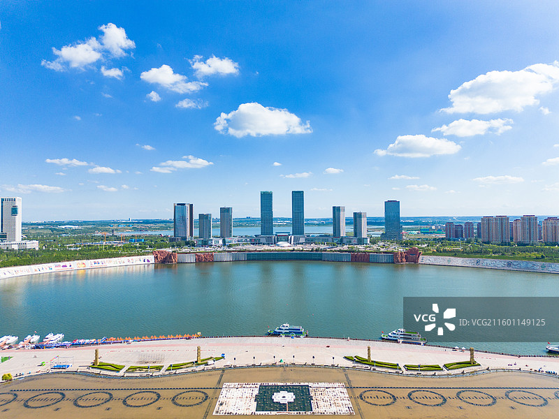 内蒙古鄂尔多斯康巴什城市风光航拍图片素材