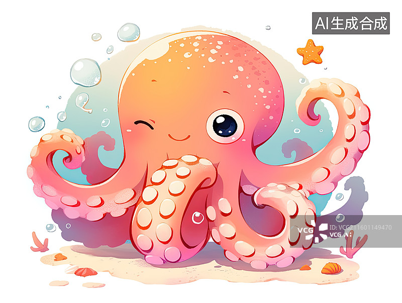【AI数字艺术】可爱的小章鱼图片素材