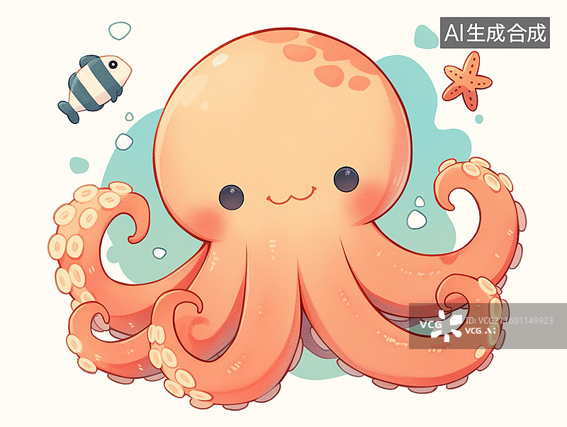 【AI数字艺术】可爱的小章鱼图片素材