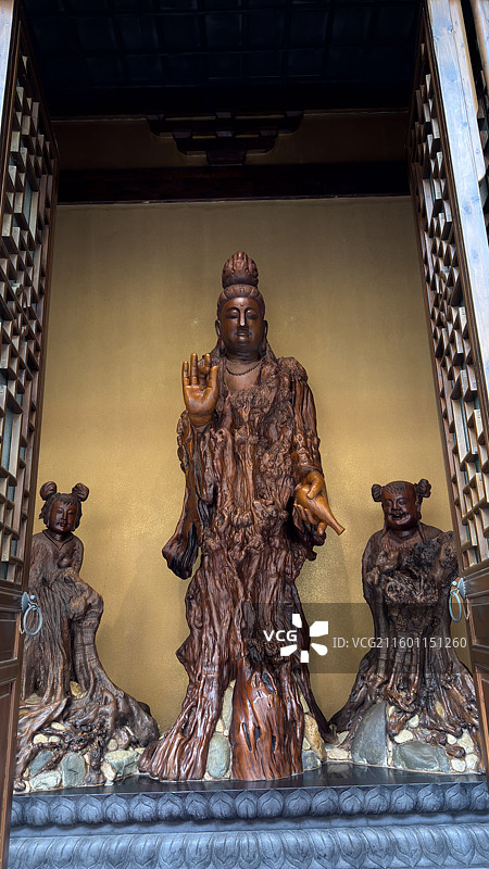 衢州开化根宫佛国根雕艺术仿古建筑图片素材