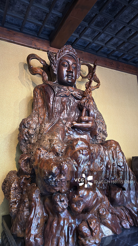 衢州开化根宫佛国根雕艺术仿古建筑图片素材