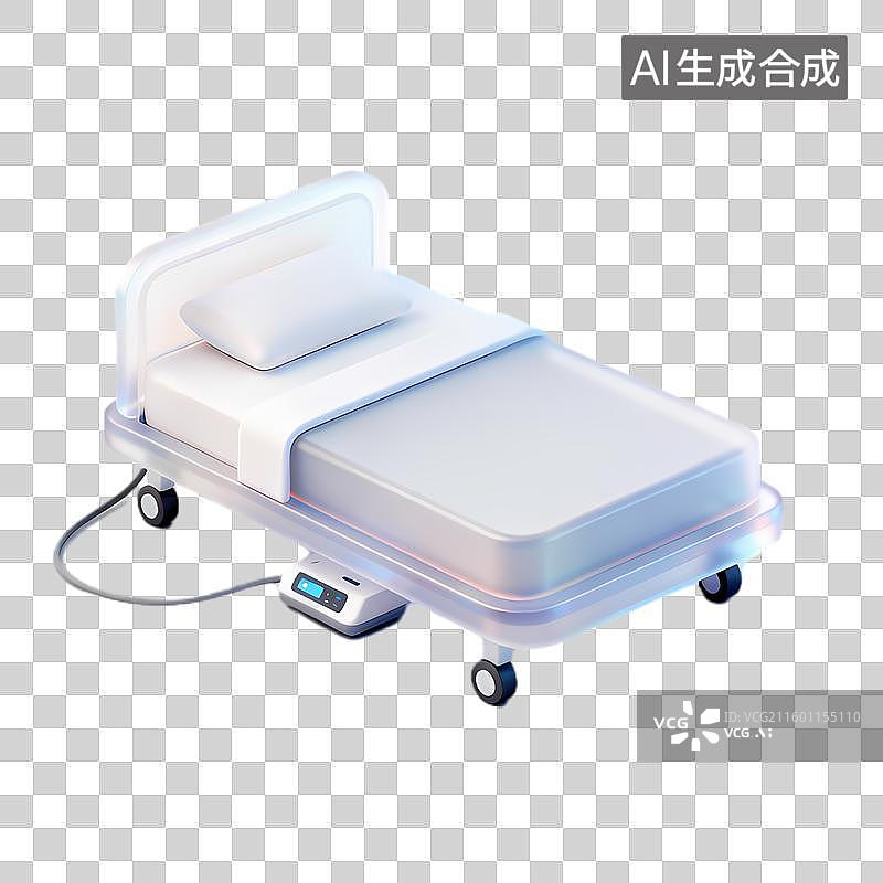 【AI数字艺术】带有轮子和电子控制的现代医院病床图片素材