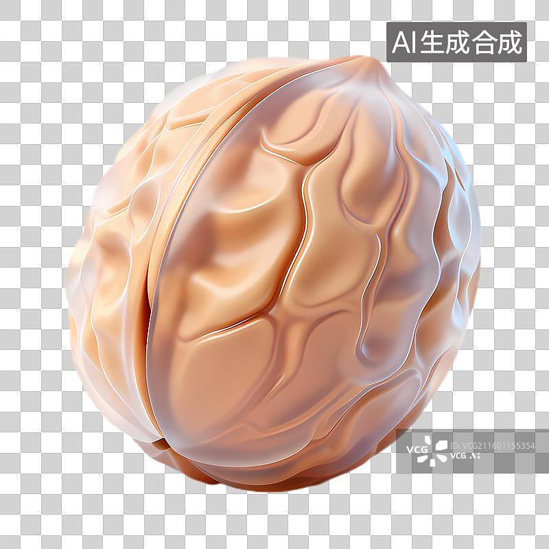 【AI数字艺术】立体渲染的核桃果实图片素材