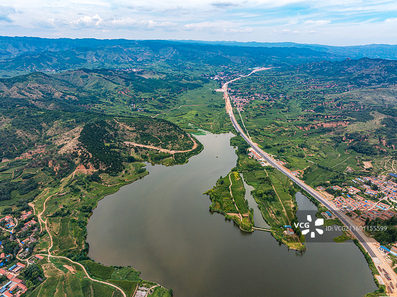 航拍长治沁县漳源水库图片素材