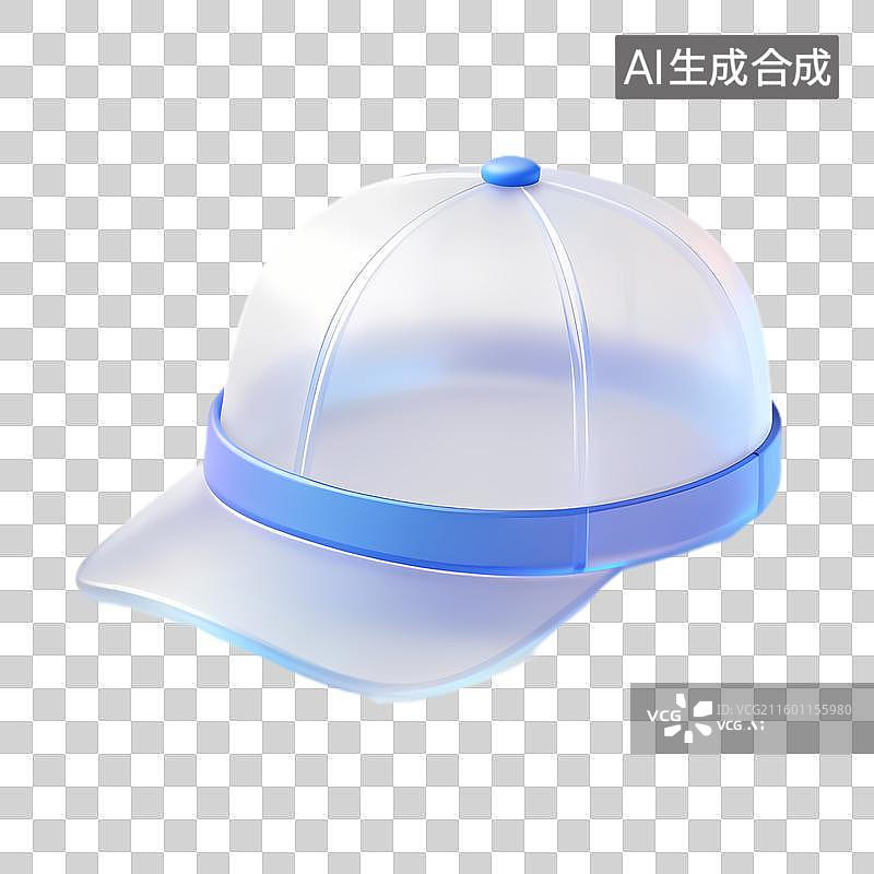 【AI数字艺术】透明塑料蓝色细节棒球帽图片素材