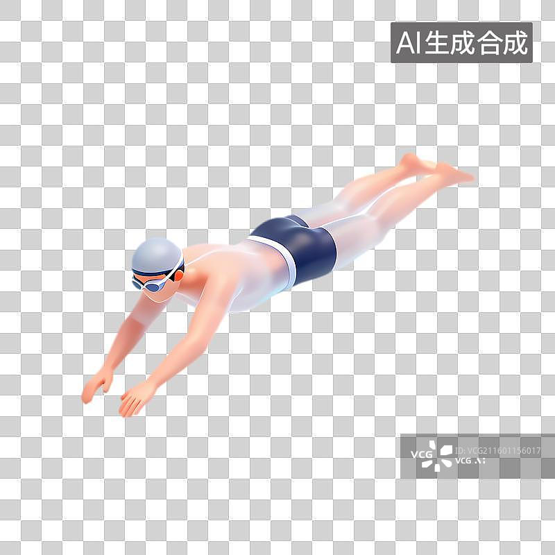 【AI数字艺术】男性游泳者展示游泳姿势图片素材