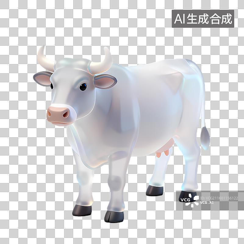【AI数字艺术】一只闪亮的白色奶牛图片素材
