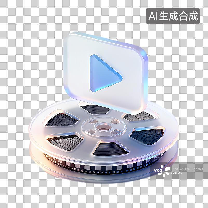 【AI数字艺术】带有播放按钮的视频卷轴图片素材