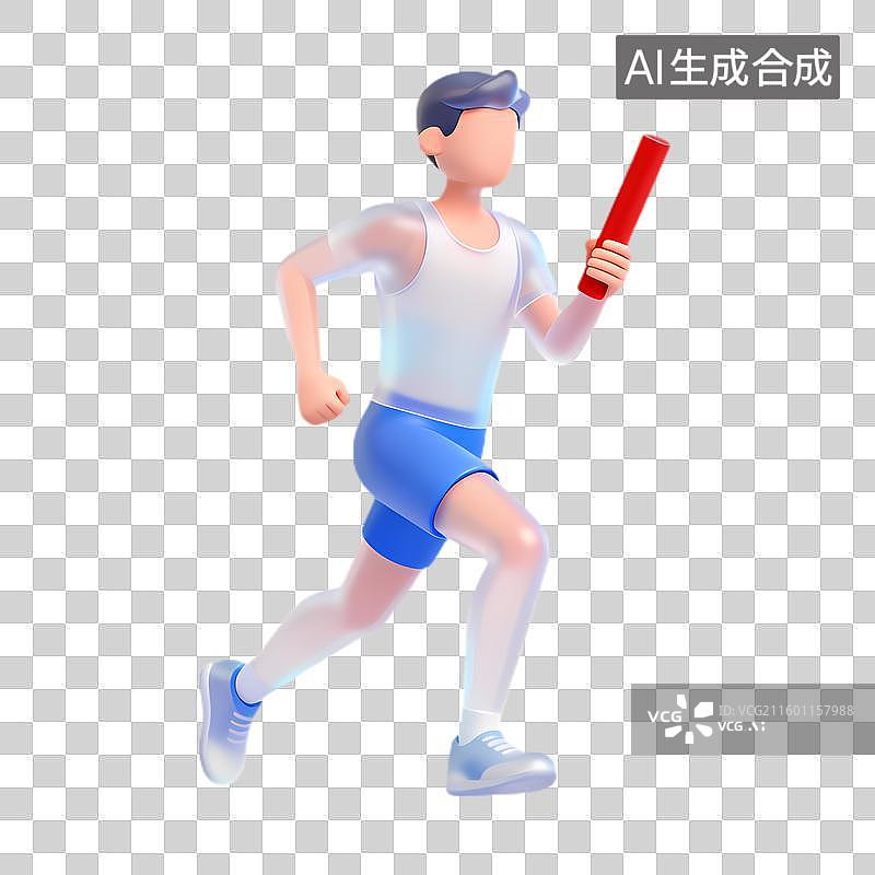 【AI数字艺术】手持接力棒奔跑的男性人物图片素材