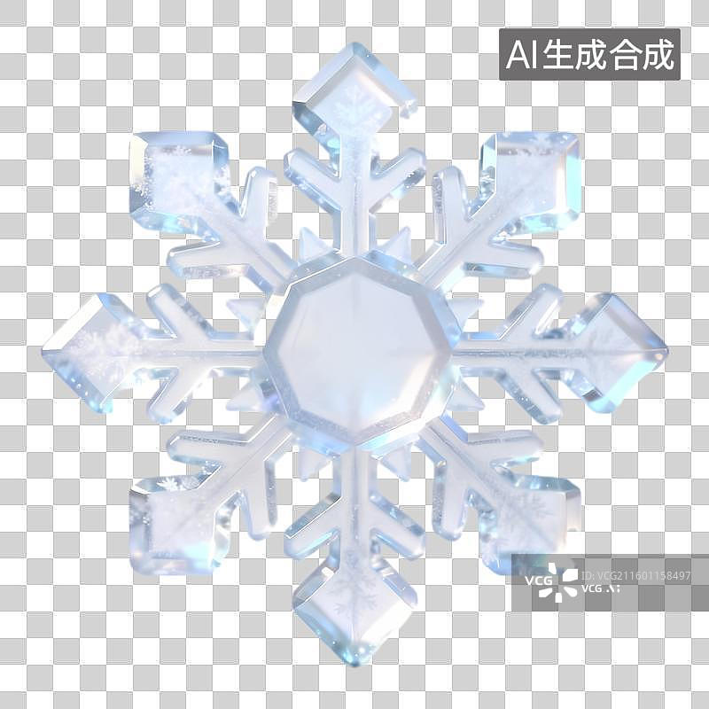 【AI数字艺术】精美对称的冰晶雪花图片素材