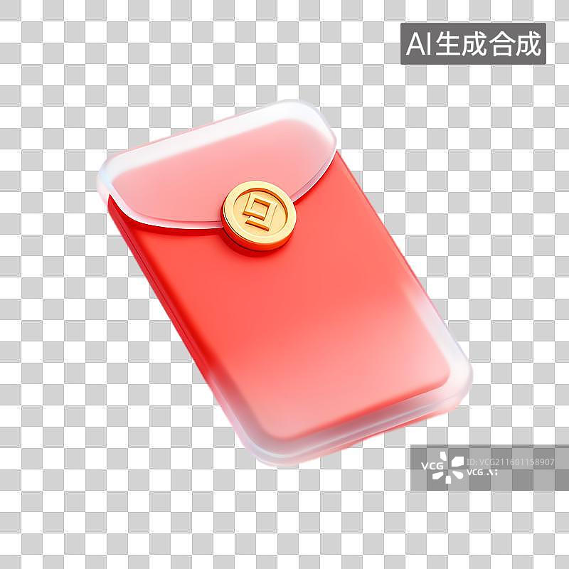 【AI数字艺术】带有金色标志的红色红包图片素材