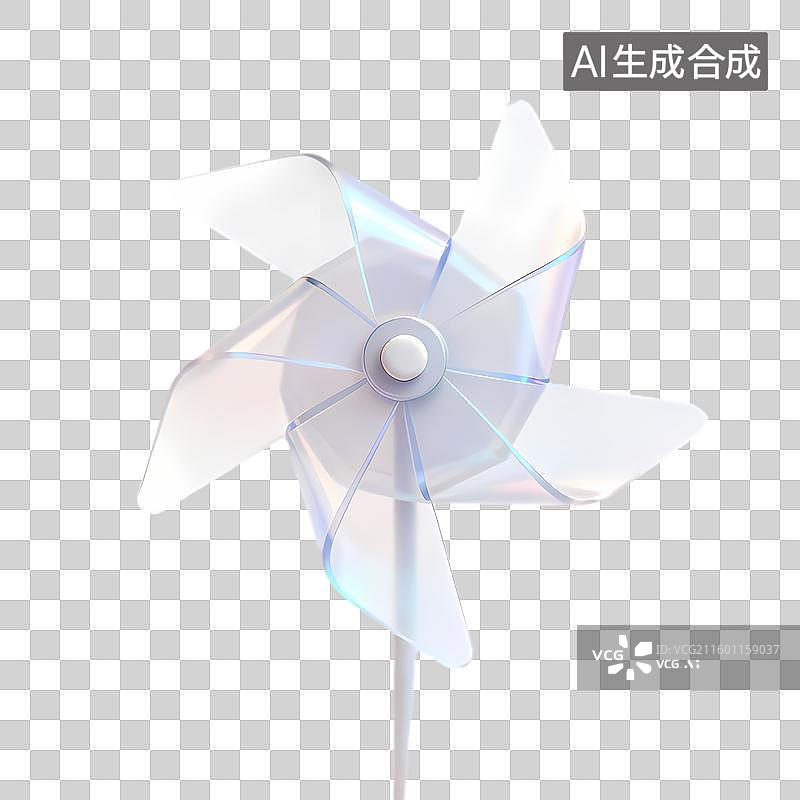【AI数字艺术】一个带有透明叶片的闪亮风车图片素材
