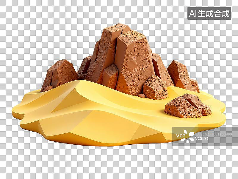 【AI数字艺术】旅游出行 自然景观 沙堆与岩石的几何造型图片素材