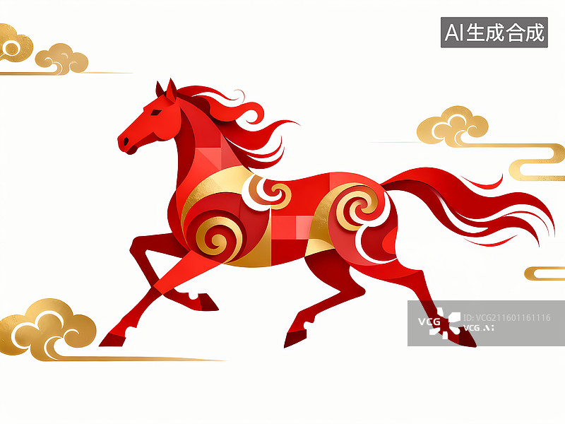 【AI数字艺术】马年插画 云程万里 马上转运图片素材