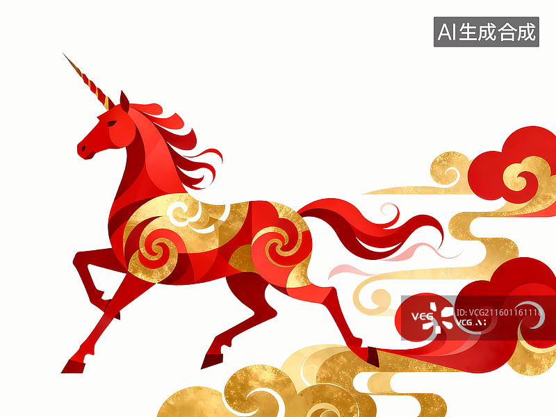 【AI数字艺术】马年插画 云程万里 马上转运图片素材