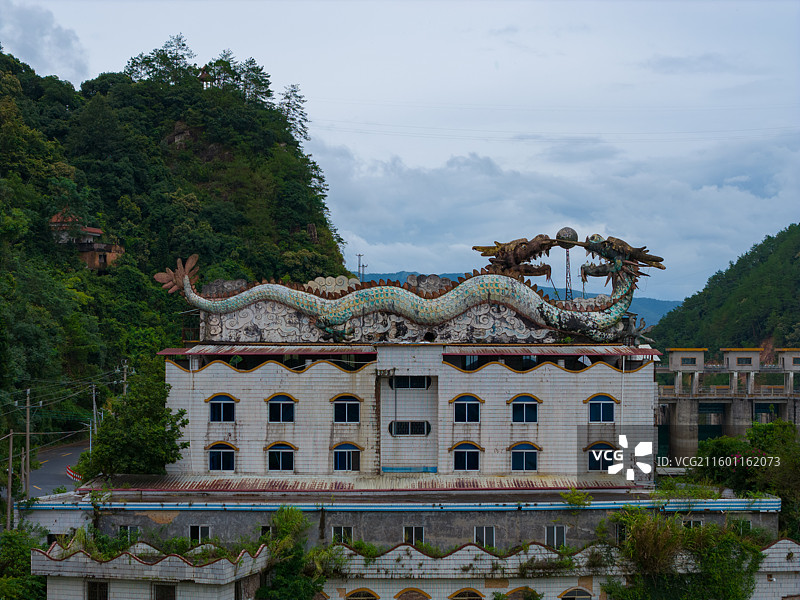 广东省梅州市蕉岭县，双龙戏珠，建筑图片素材