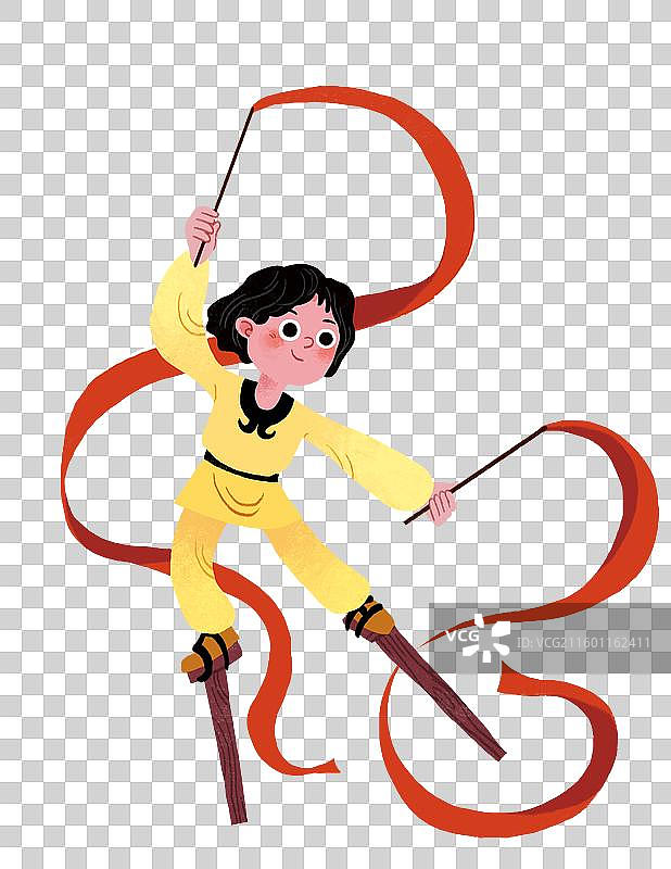 女孩踩高跷图片素材