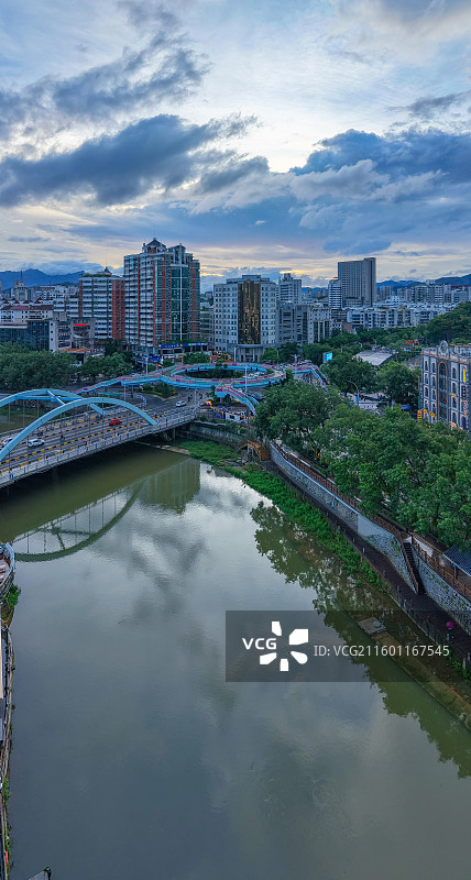 福建省龙岩市新罗区，恋城1908文创街区，城市风光航拍图片素材