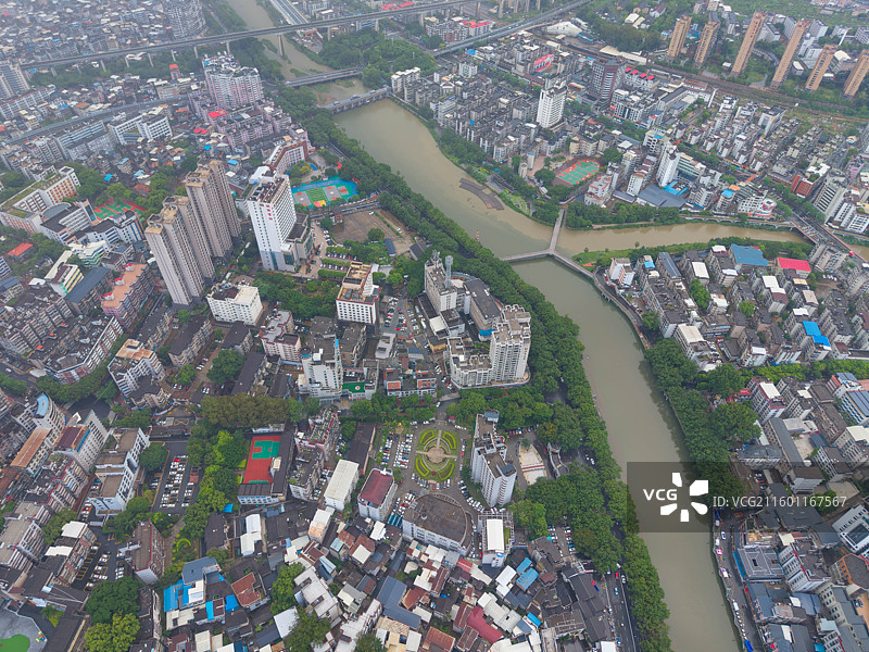 福建省龙岩市新罗区，恋城1908文创街区，城市风光航拍图片素材