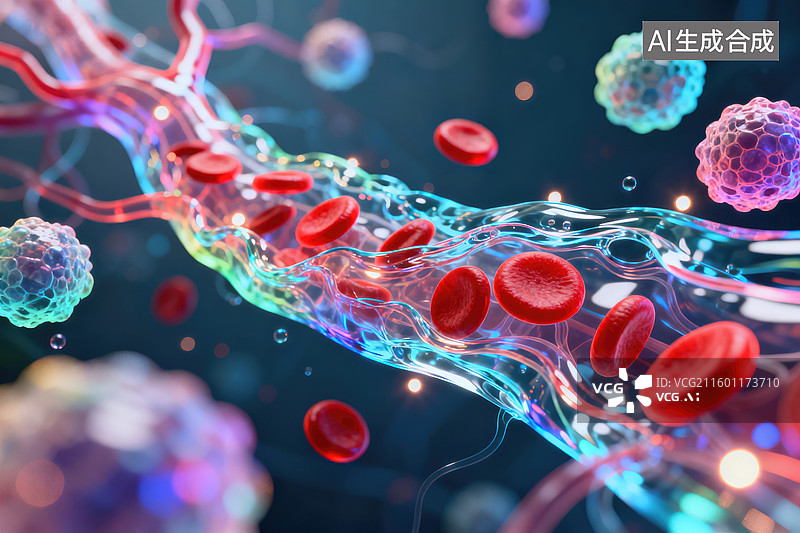 【AI数字艺术】血管内红细胞与免疫细胞图片素材