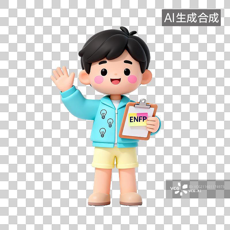 【AI数字艺术】MBTI十六型人格可爱风：3D卡通ENFP人格竞选者图片素材