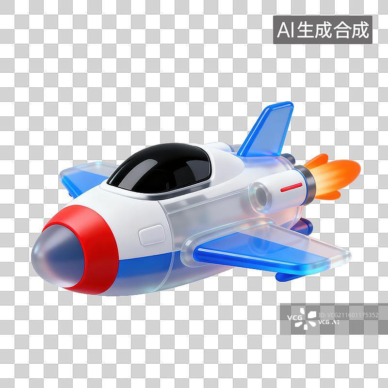 【AI数字艺术】3D磨砂玻璃材质科技科幻主题太空飞行器元素图片素材