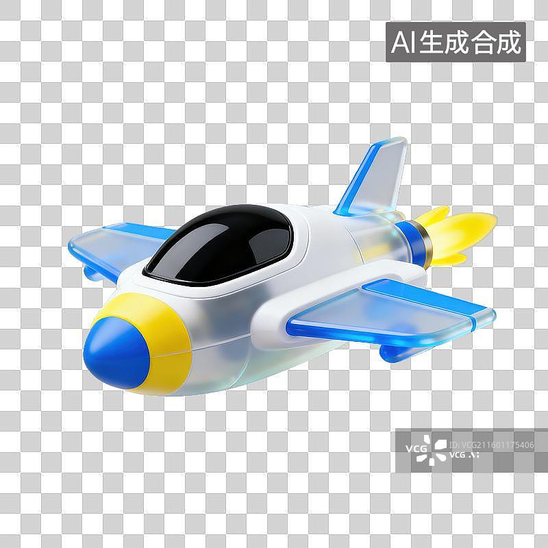 【AI数字艺术】3D磨砂玻璃材质科技科幻主题太空飞行器元素图片素材