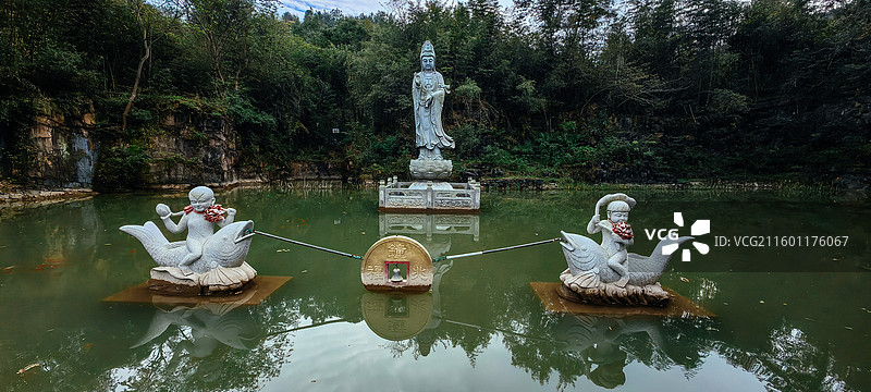 安徽合肥紫蓬山国家森林公园与西庐寺风光图片素材