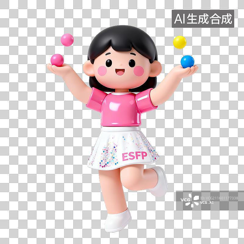 【AI数字艺术】MBTI十六型人格可爱风：3D卡通ESFP人格表演者型图片素材