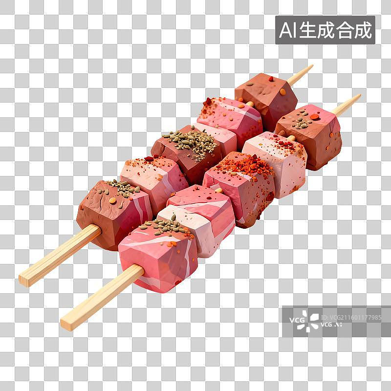 【AI数字艺术】烧烤肉串美食插画图片素材