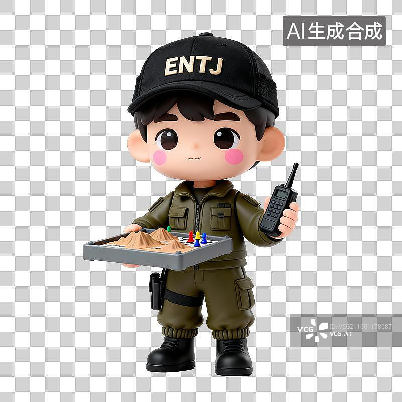 【AI数字艺术】MBTI十六型人格可爱风：3D卡通ENTJ人格指挥官型图片素材